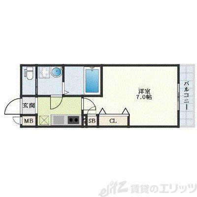 インザグレイス新大阪ソレアード(1K/11階)の間取り写真