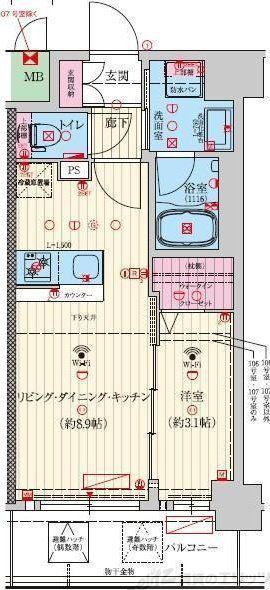 ファーストフィオーレ江坂ガーデン(1LDK/3階)の間取り写真