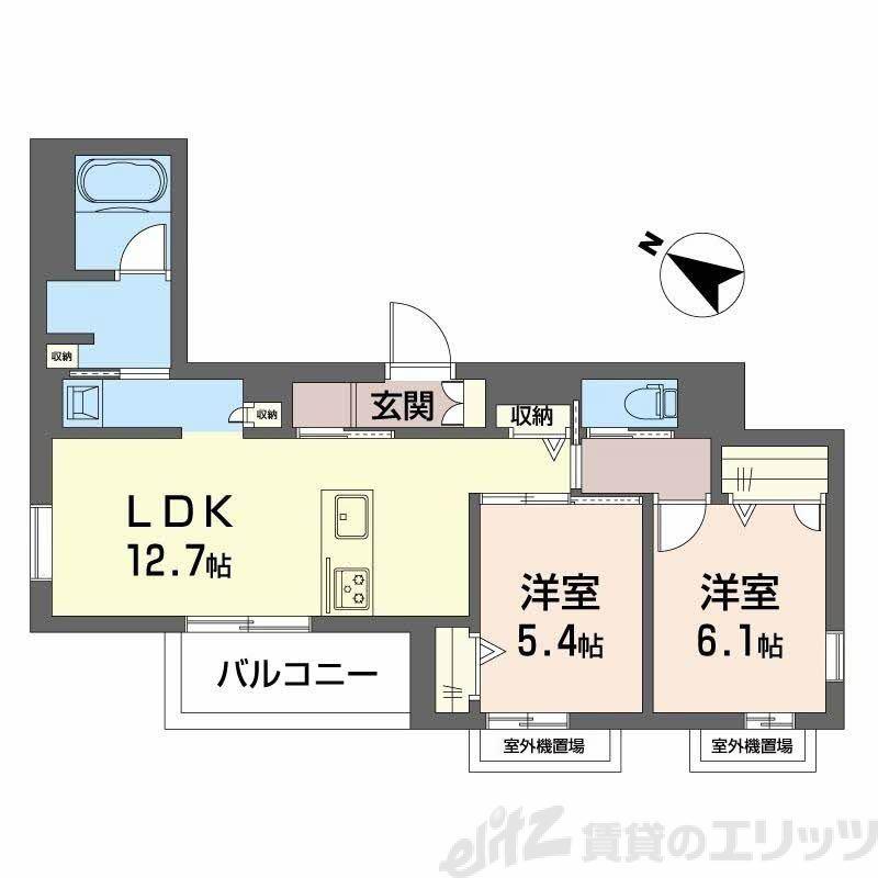 シャーメゾン ノワリー(2LDK/4階)の間取り写真