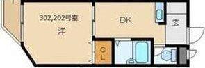 プレアール井高野2(1DK/3階)の間取り写真