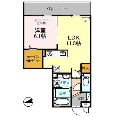 ガーデンパレス箕面A(1LDK/1階)の間取り写真