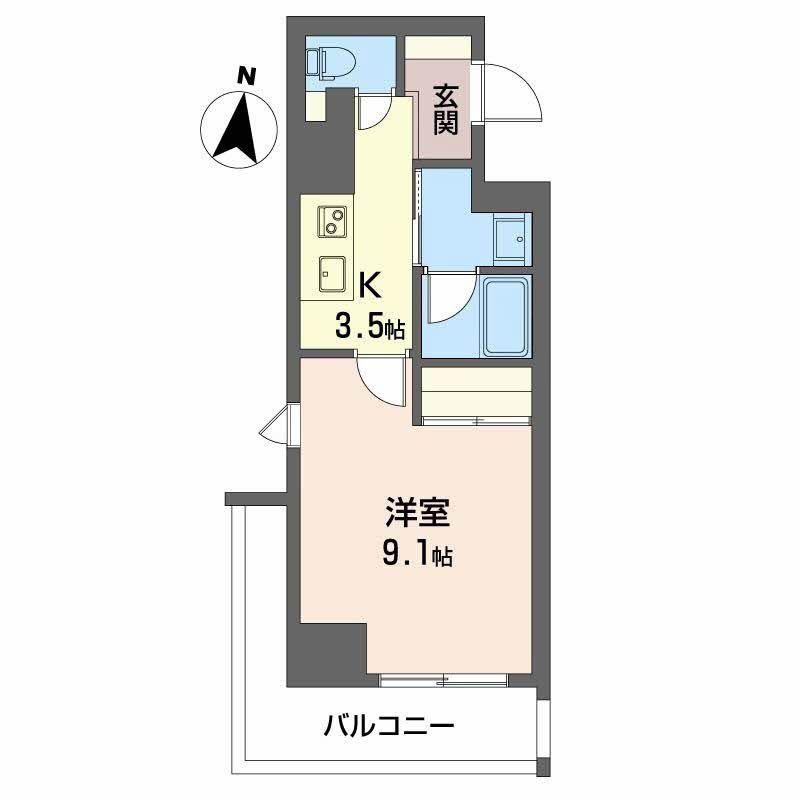 ロイヤルパークヒルズうめきた(1K/2階)の間取り写真