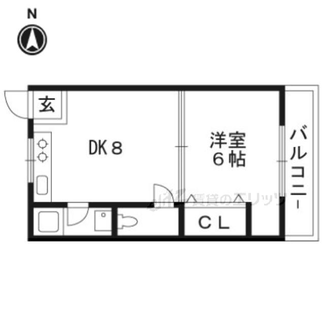 関山ビル(1DK/5階)の間取り写真