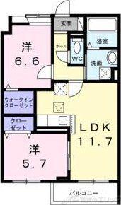 HILL COURT 水無瀬(2LDK/1階)の間取り写真