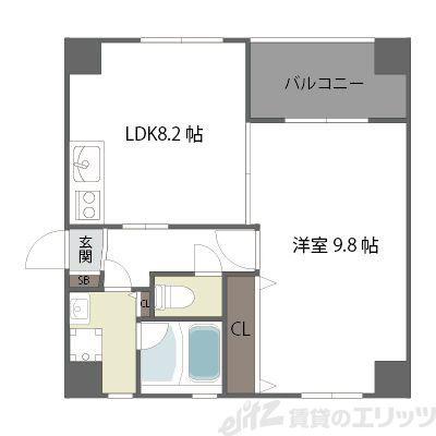 シャルムヒルズ南森町(1LDK/4階)の間取り写真