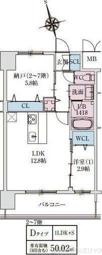 スプランディッドライズ新大阪ノース(1SLDK/7階)の間取り写真