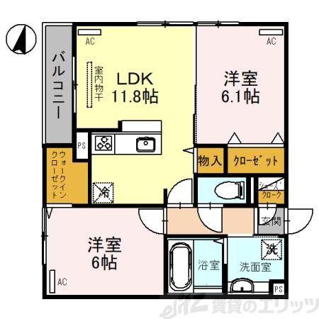 MAISON DE ESPOIR 豊里(2LDK/3階)の間取り写真