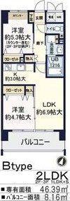 ルチューレ西梅田(2LDK/7階)の間取り写真