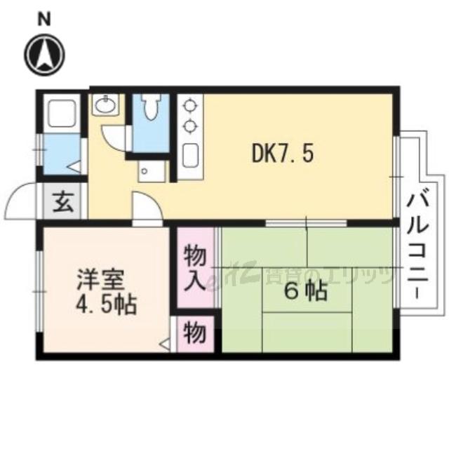 ウィンヒル上郡(2DK/2階)の間取り写真