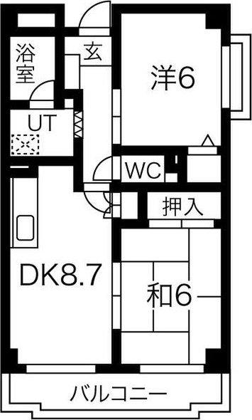 エスポワール新中条(2DK/1階)の間取り写真