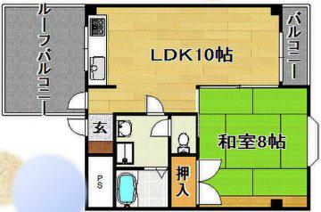 大桐ハイツ(1LDK/4階)の間取り写真