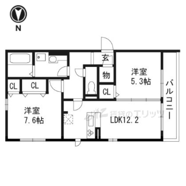 メゾンボヌール(2LDK/3階)の間取り写真
