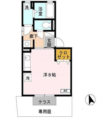 テラー・ウエスト新芦屋(ワンルーム/2階)の間取り写真