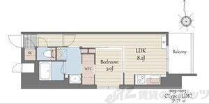 S-RESIDENCE天満橋AR(1LDK/3階)の間取り写真