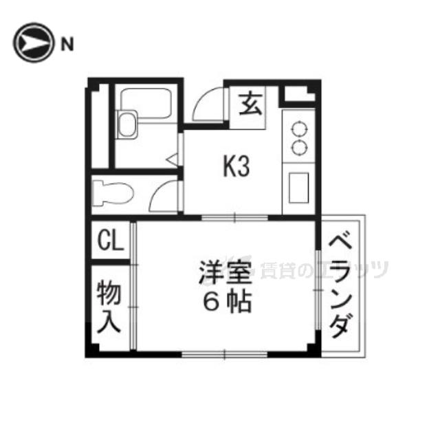 ハイツ寿里庵(1K/2階)の間取り写真