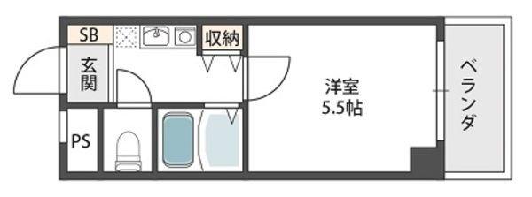 中市マンション(1K/4階)の間取り写真