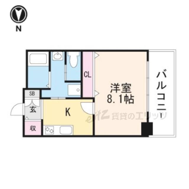 クレール南茨木(1K/2階)の間取り写真