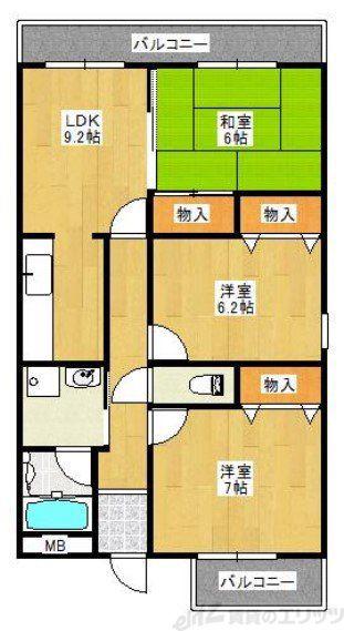 デセンシア(3LDK/1階)の間取り写真