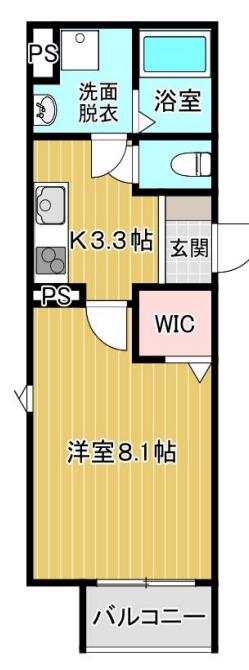 シューンハイム(1K/1階)の間取り写真