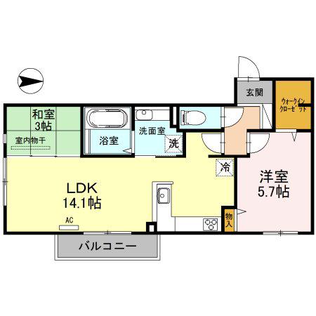 プレジール小野原(2LDK/2階)の間取り写真