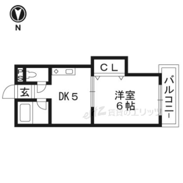 都部ハイツ(1LDK/4階)の間取り写真