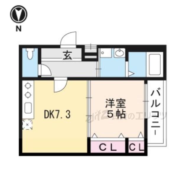 フジパレス岸部中(1DK/3階)の間取り写真