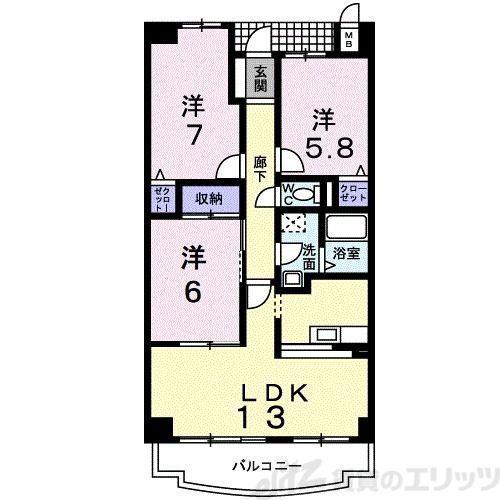グランアルシェ(3LDK/3階)の間取り写真