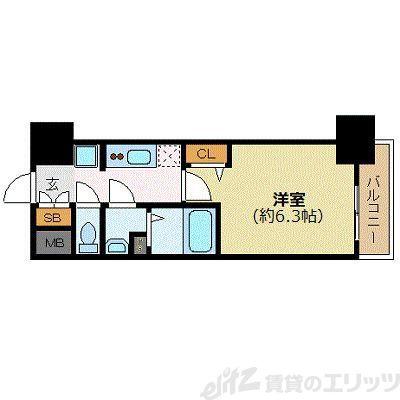 プレサンス淡路駅前(1K/8階)の間取り写真