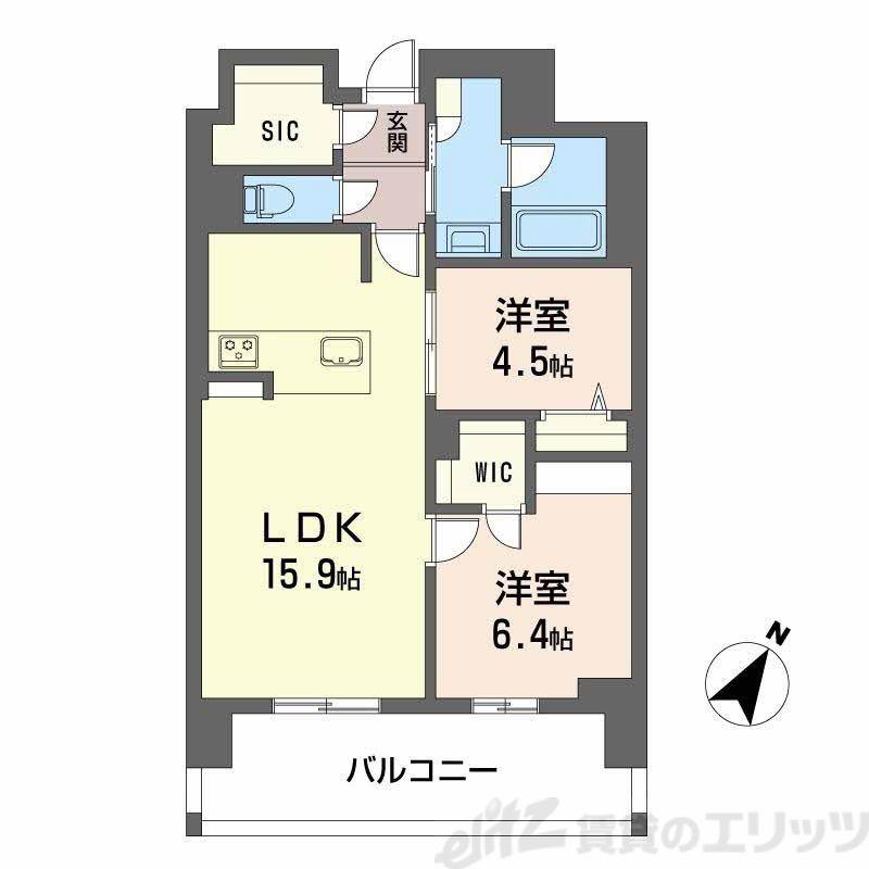リビエナ グラン 新梅田(2LDK/7階)の間取り写真