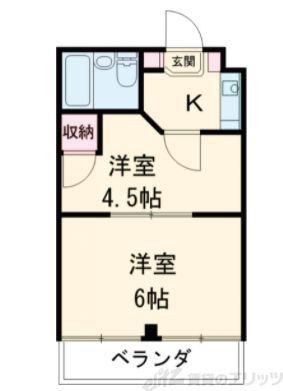 アンフィニィ上牧(1K/2階)の間取り写真