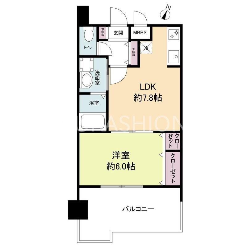 レジディア博多2(1LDK/6階)の間取り写真
