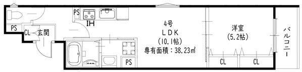 ピレーネ一津屋(1LDK/2階)の間取り写真