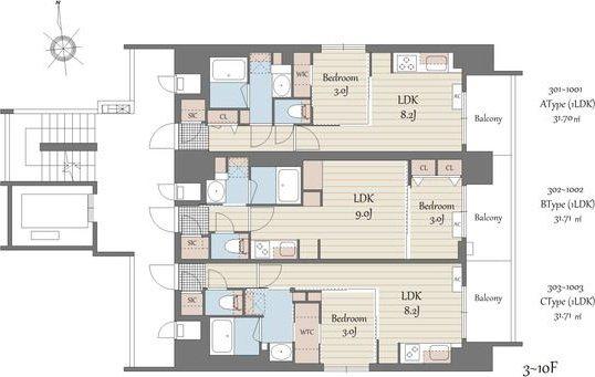 S-RESIDENCE天満橋AR(1LDK/4階)の間取り写真