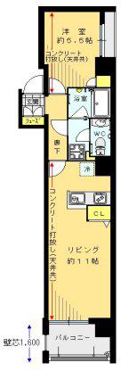 リッツスクエア キューブ(1LDK/5階)の間取り写真