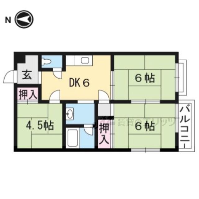 春日マンション(3DK/4階)の間取り写真