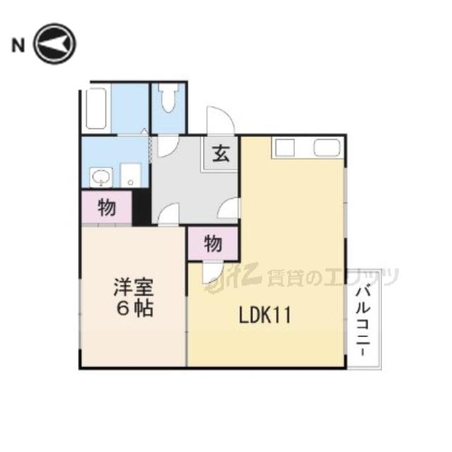 ドミールコウB棟(1LDK/1階)の間取り写真