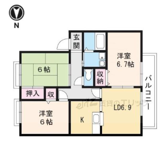 フォーチュンI(3LDK/1階)の間取り写真