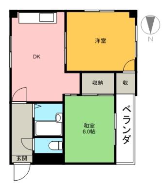 シャトレ—寿(2DK/2階)の間取り写真
