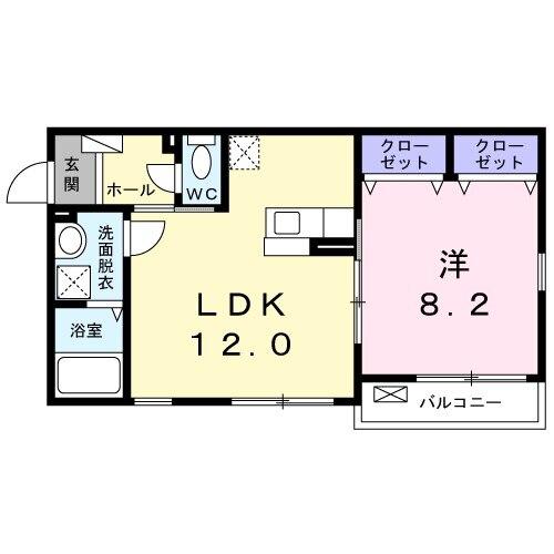 ウエストパイン(1LDK/2階)の間取り写真