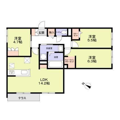 ハイテラス千里山(3LDK/1階)の間取り写真