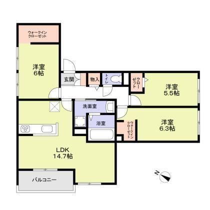 ハイテラス千里山(3LDK/2階)の間取り写真