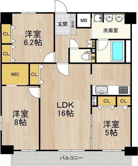セノアタワー新大阪(3LDK/15階)の間取り写真