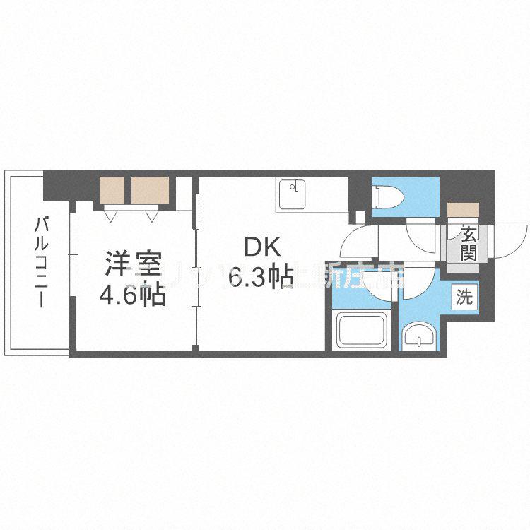 アーバネックス同心(1DK/3階)の間取り写真