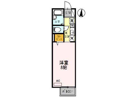 ソレーユ箕面(1K/2階)の間取り写真