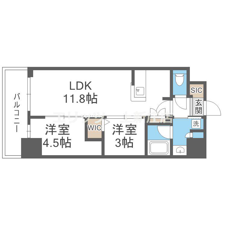 アーバネックス南森町ウエスト(2LDK/15階)の間取り写真