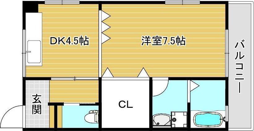 大阪モノレール本線 南茨木駅 徒歩12分 3階建 築55年(1DK/2階)の間取り写真