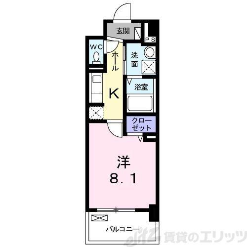 グレース東淀川(1K/4階)の間取り写真