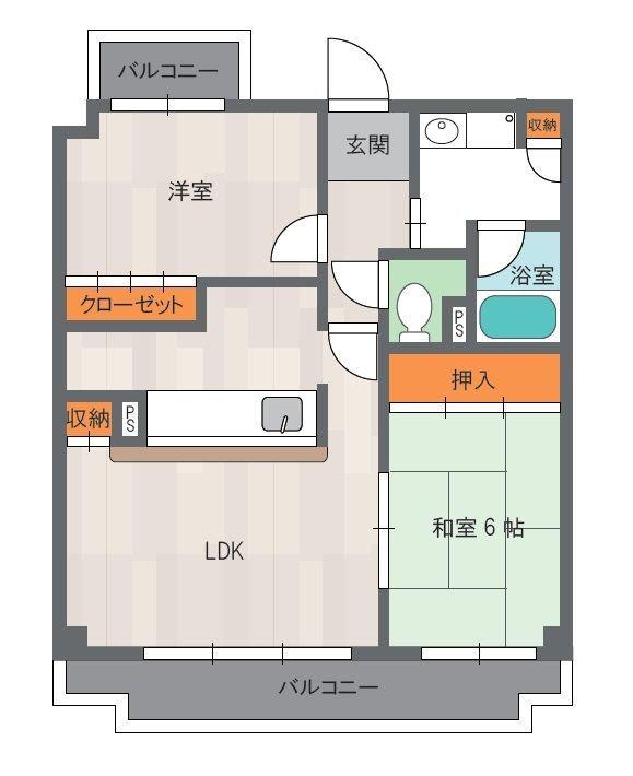 シャトー三木第3(2LDK/1階)の間取り写真