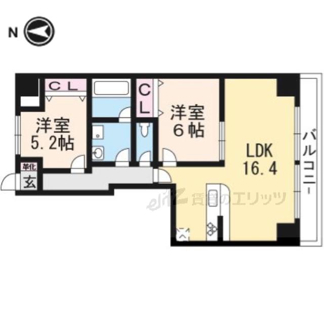 MS.HILLS千里丘ノース(2LDK/2階)の間取り写真