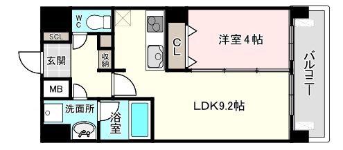 ランドセントラル梅田(1LDK/7階)の間取り写真